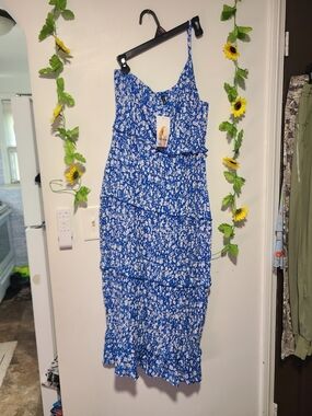 Nwt Pretty Garden One Shoulder Floral Long Dress